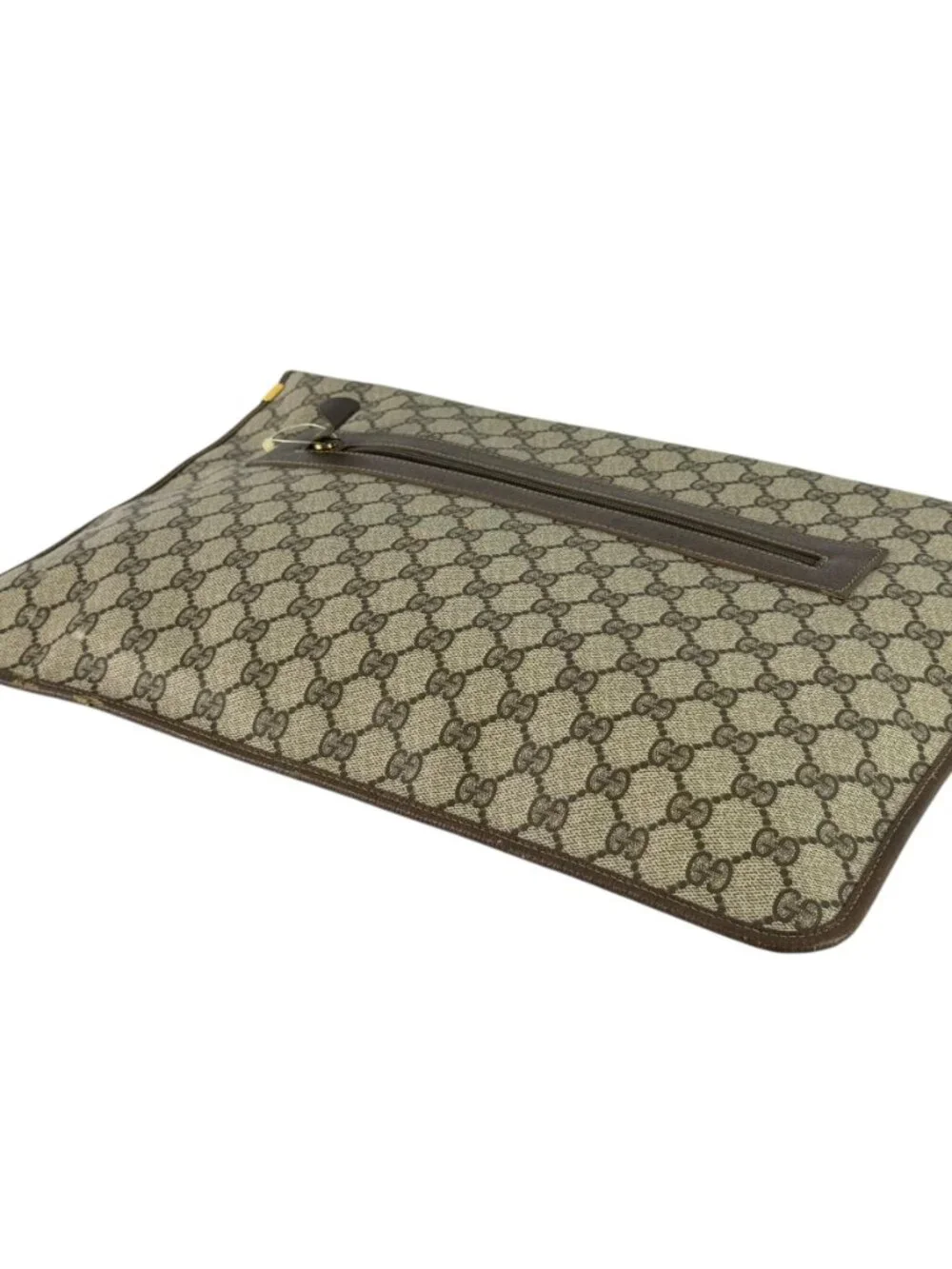 80s GUCCI Brown Supreme Canvas Monogram Document Portfolio Bag Made in Italy